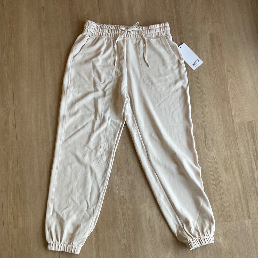NWT Yogalicious softlite scuba serenity Jogger sweatpants drawstring off white S - Picture 3 of 12
